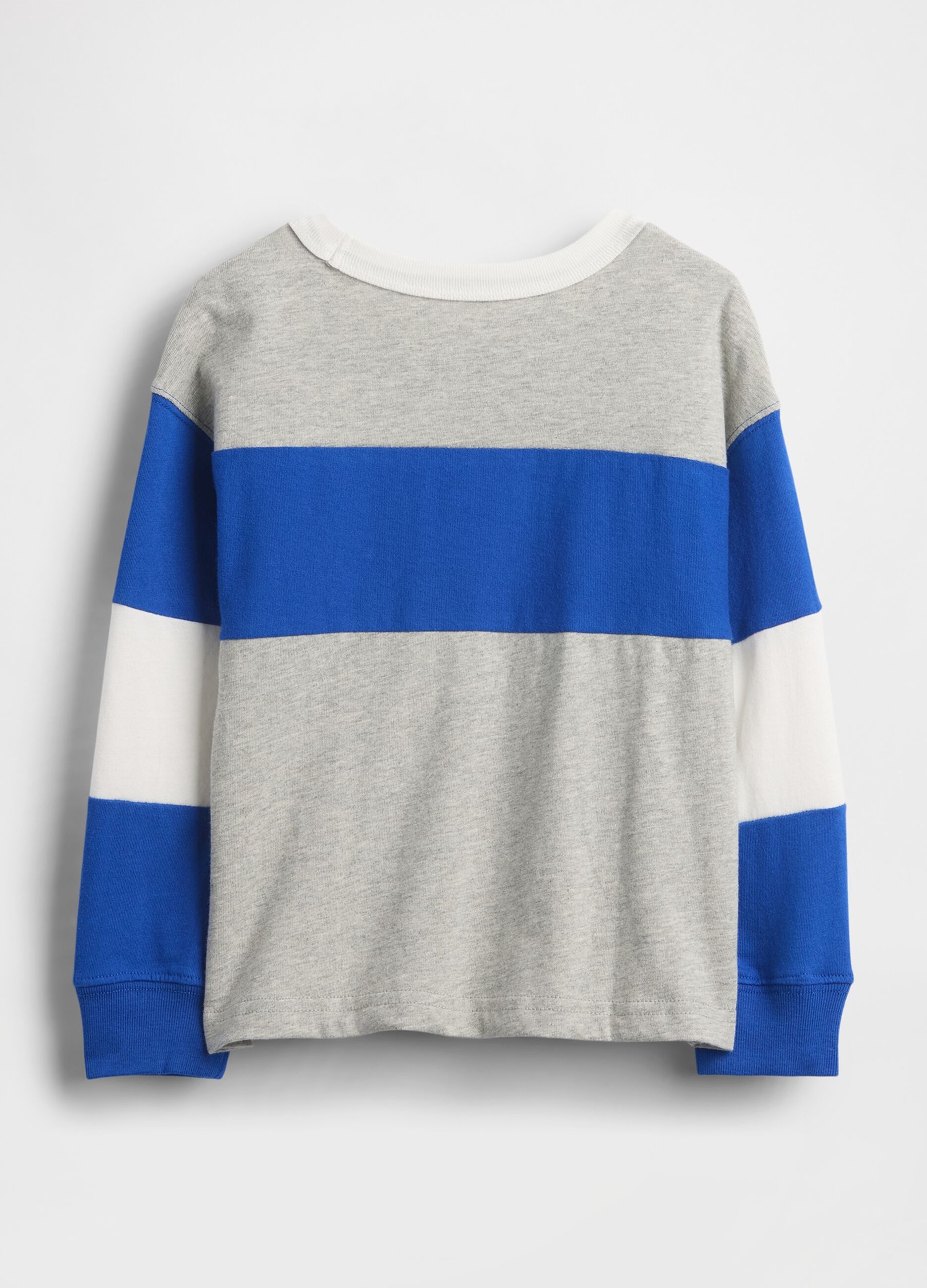 Maglia grigia e blu in cotone a maniche lunghe_1