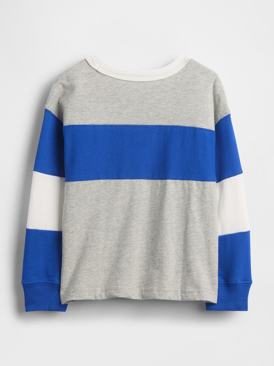 Maglia grigia e blu in cotone a maniche lunghe Bambino_1