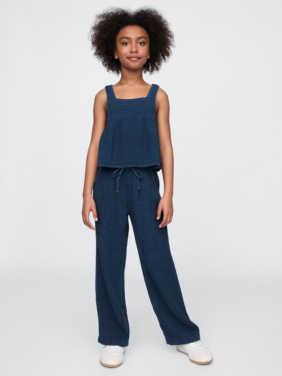 Completo estivo in mussola blu per bambina Girl_0