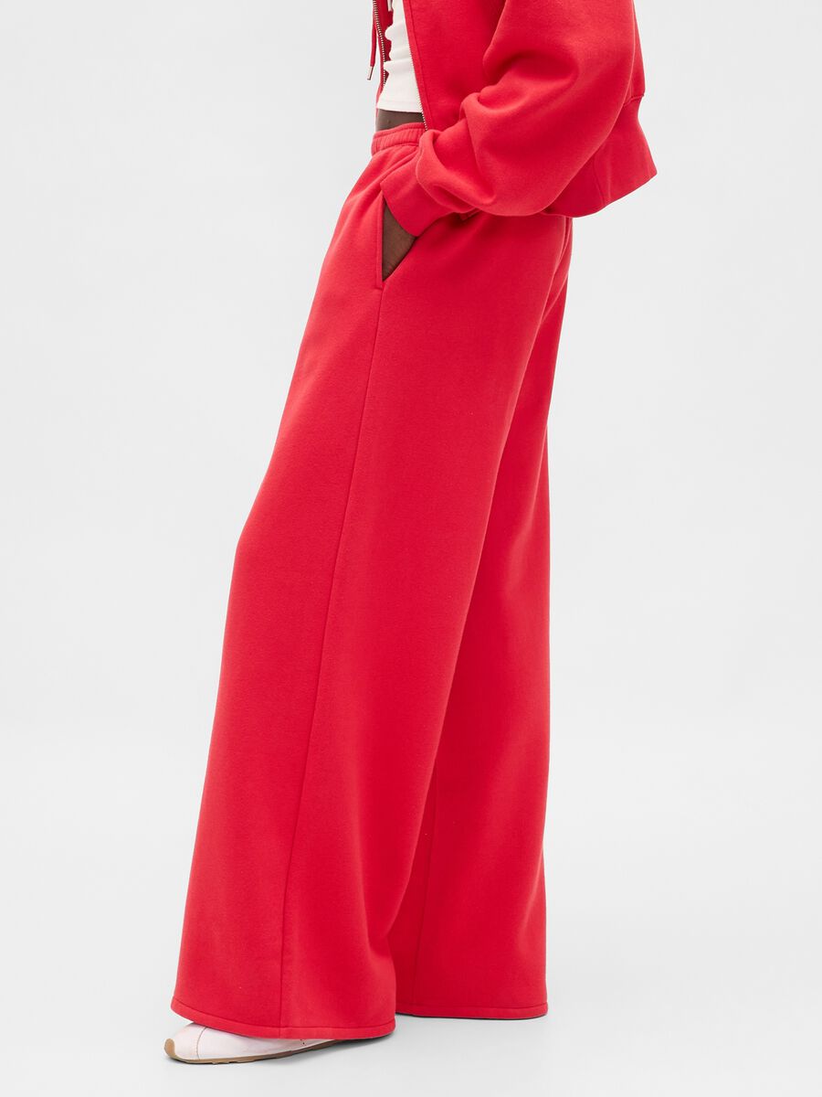 Red Cotton Blend Trousers Woman_3