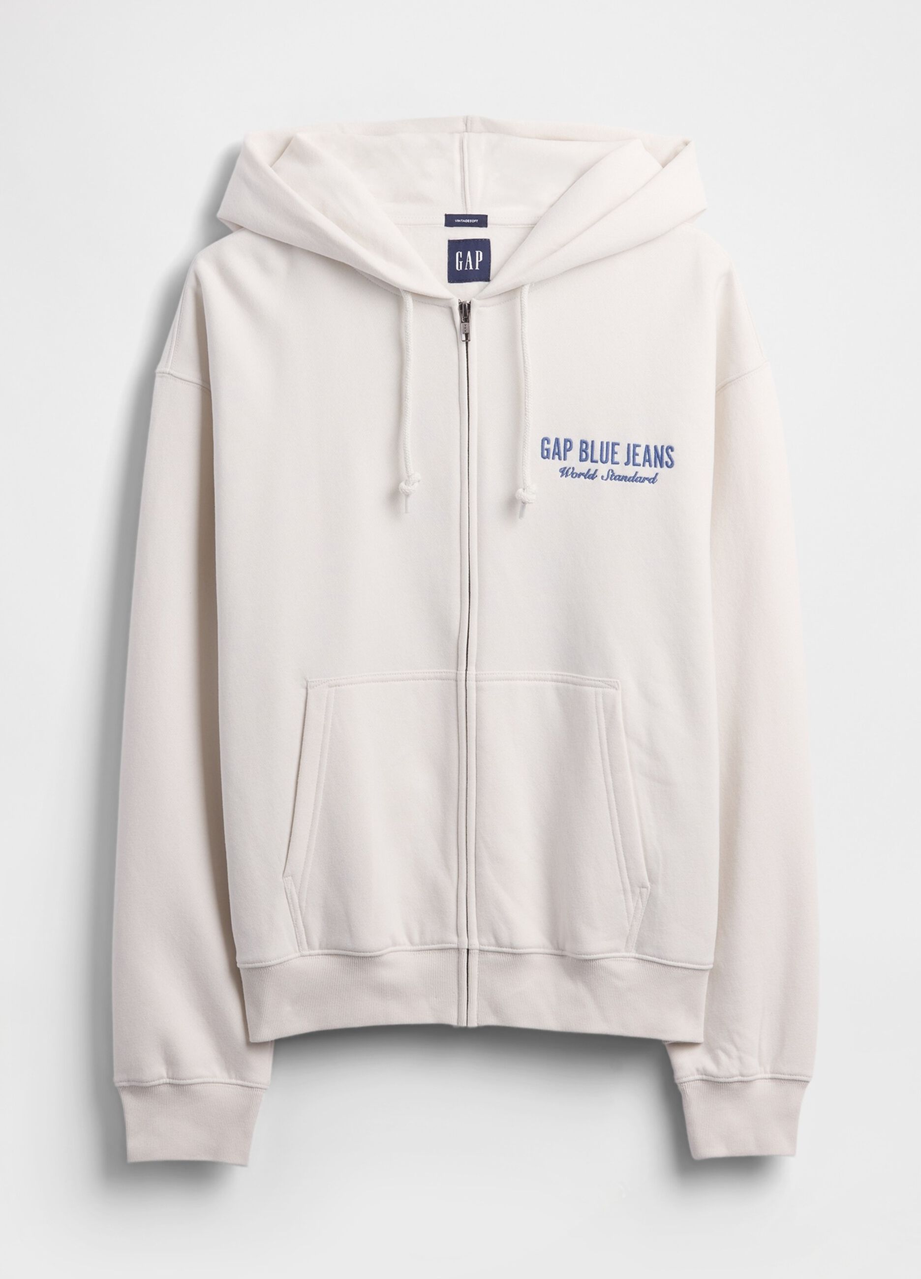 White zip-up hoodie