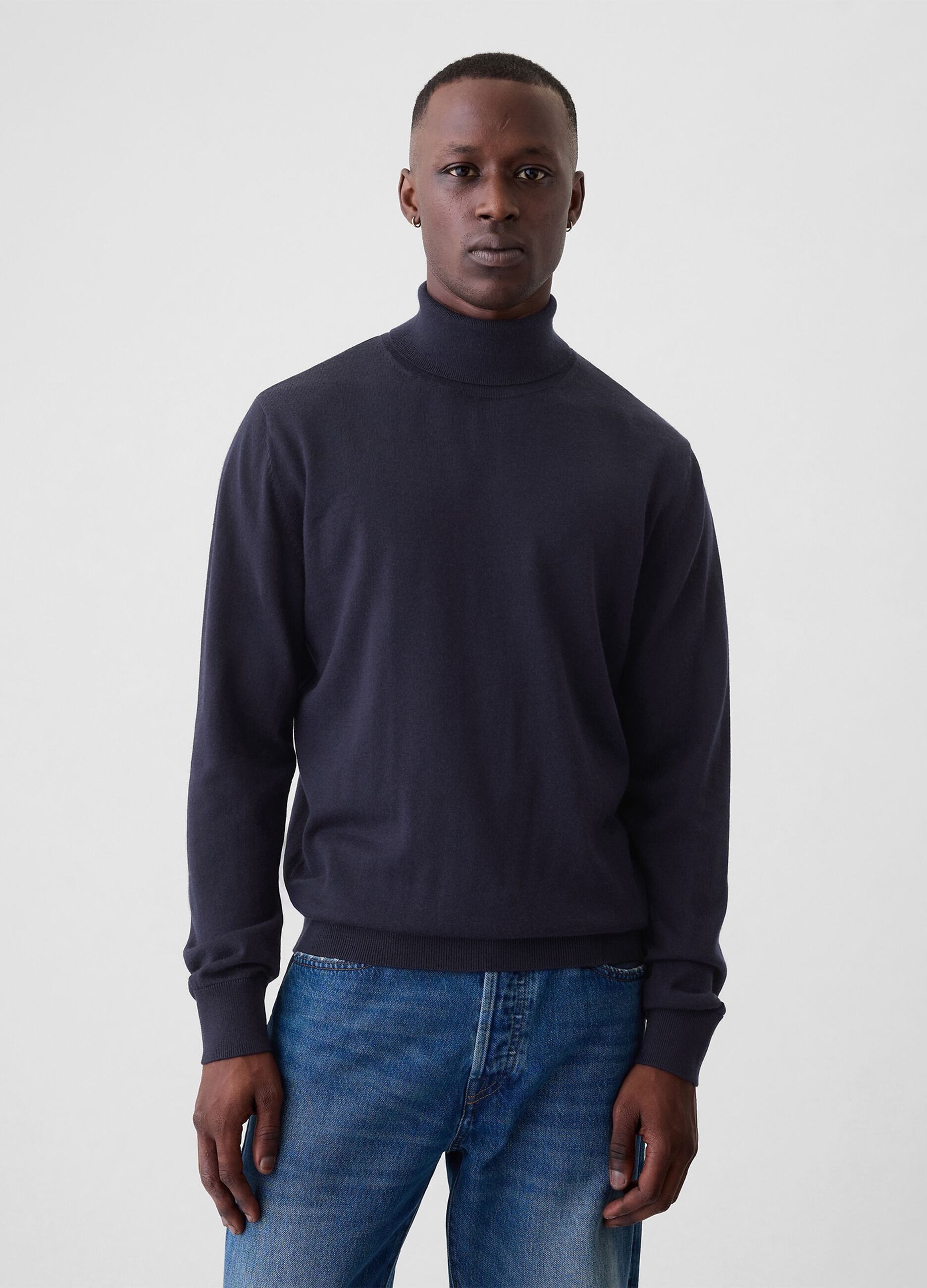 Merino wool pullover with high neck