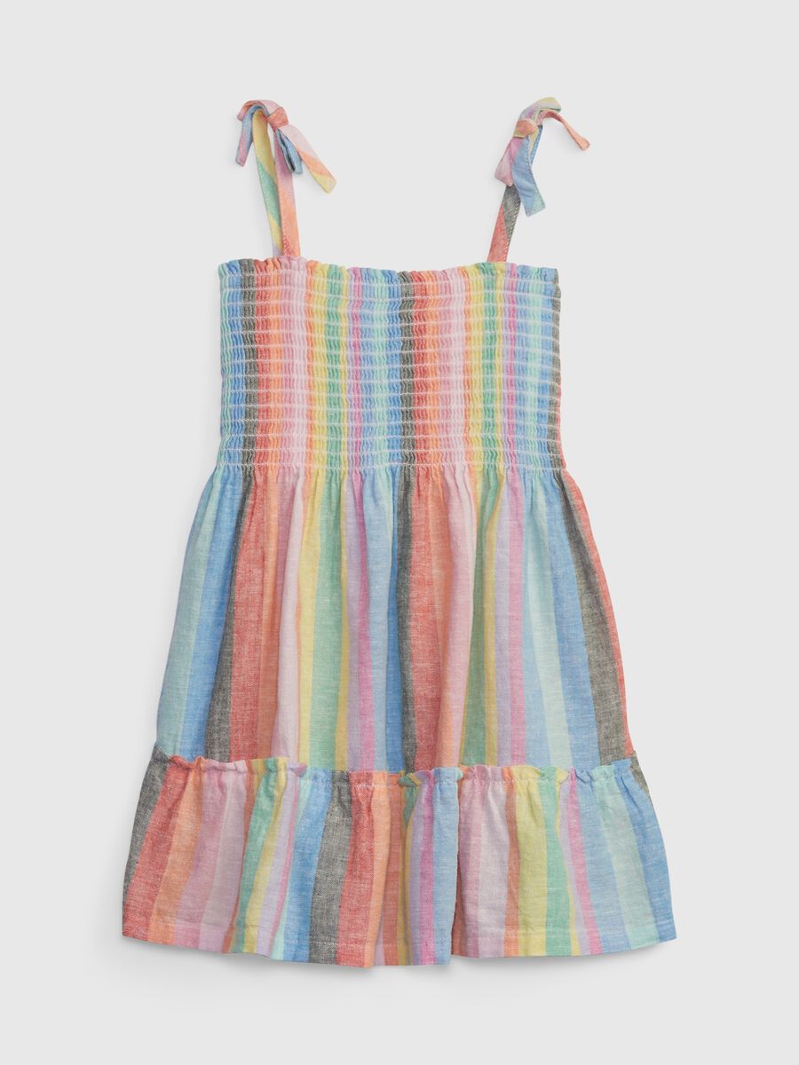 Striped dress in linen and cotton Newborn Boy_0