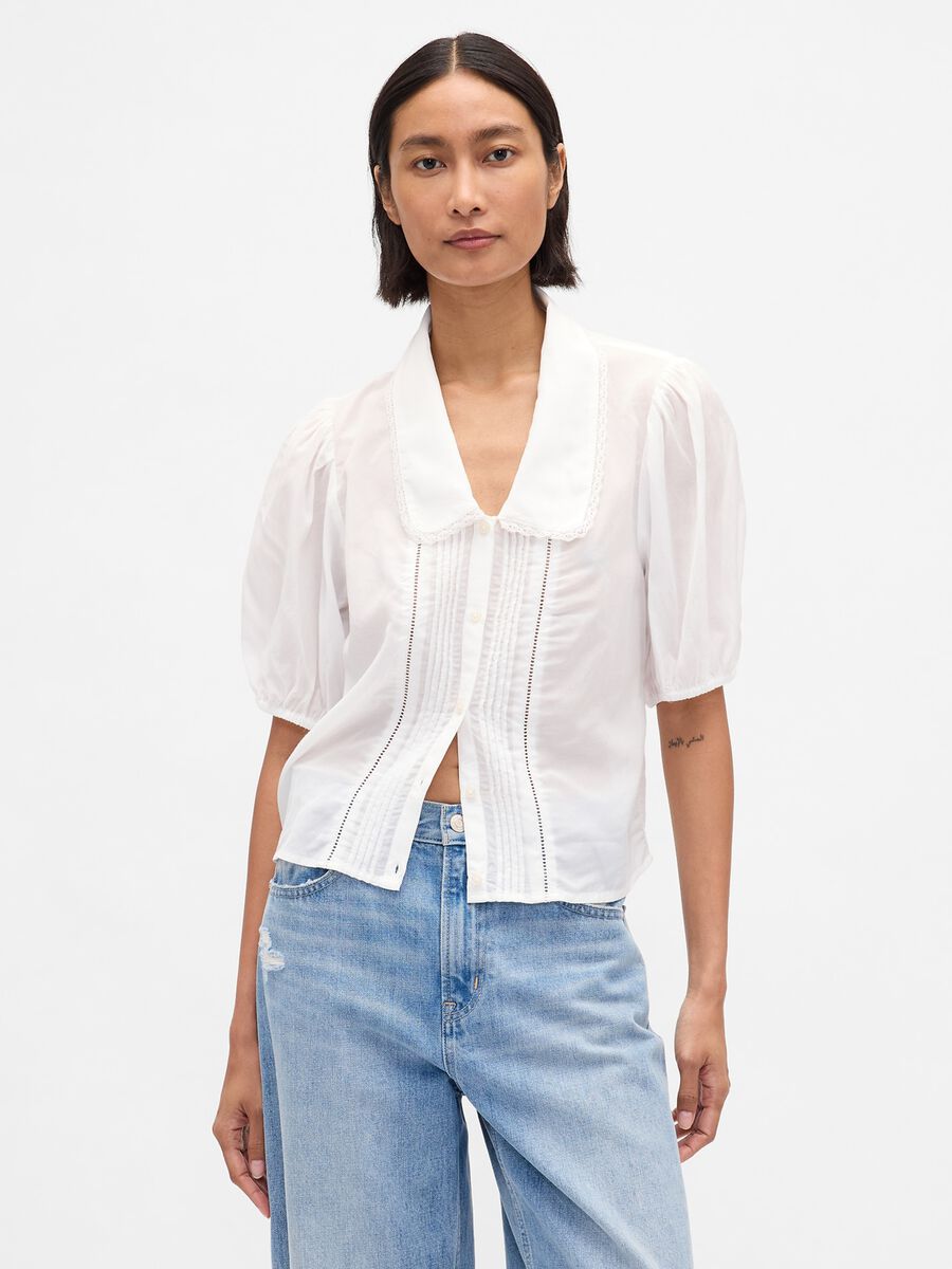 Camicetta con maniche corte a palloncino Donna_0