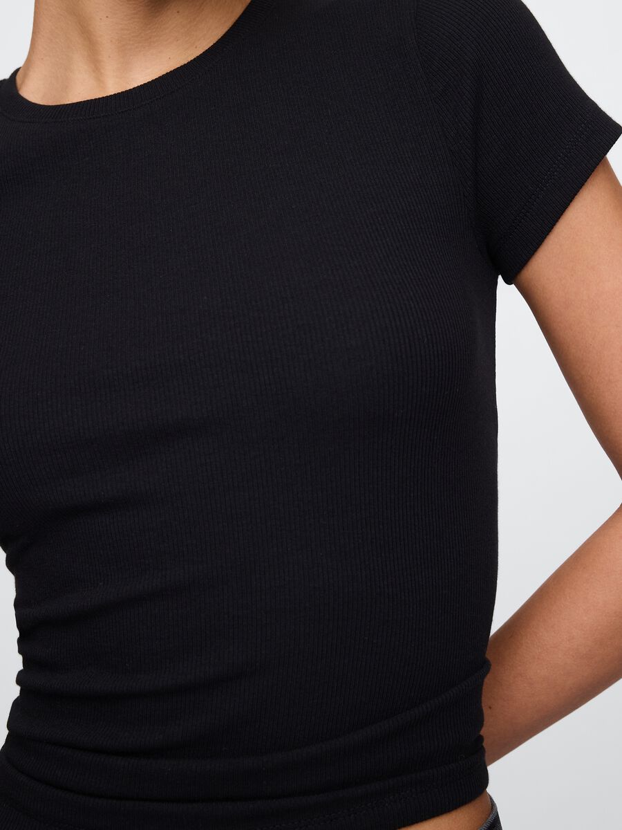 T-shirt slim fit in cotone a costine  Donna_2