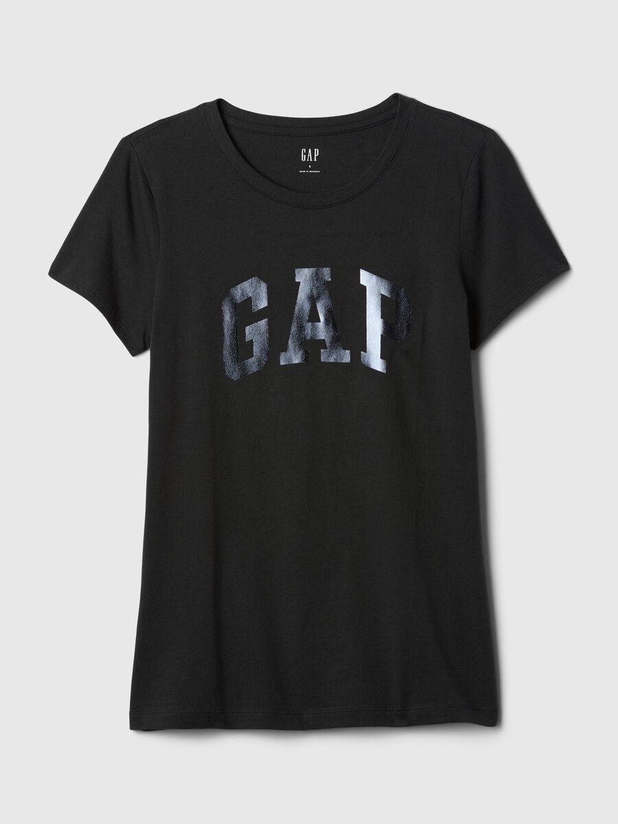 T-shirt con stampa logo in foil Donna_4