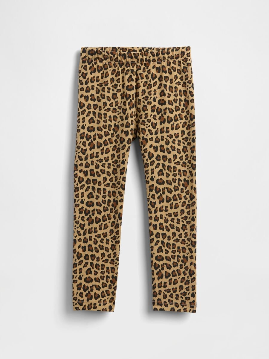 Brown Stretchy Leggings with Leopard Print Baby Girl_0