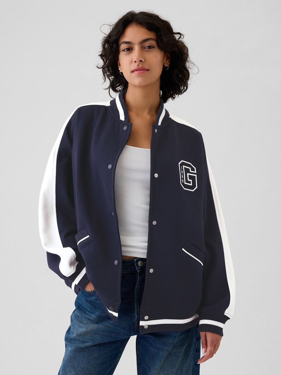Bomber varsity oversize con ricamo logo Donna_0