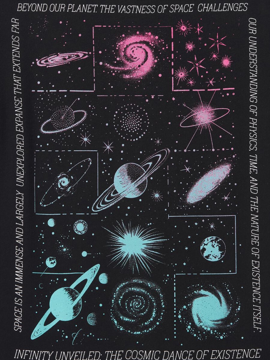 T-shirt nera con stampa spaziale Bambino_1
