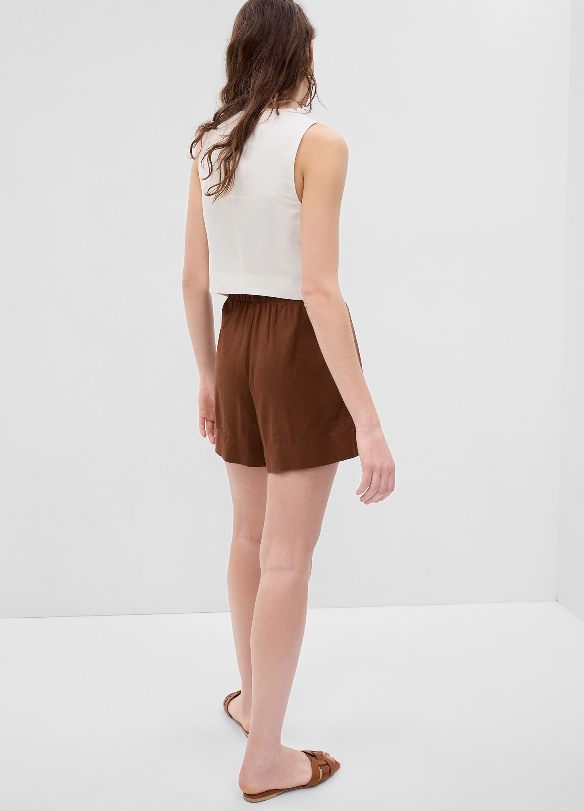 Linen and viscose pull-on shorts_1