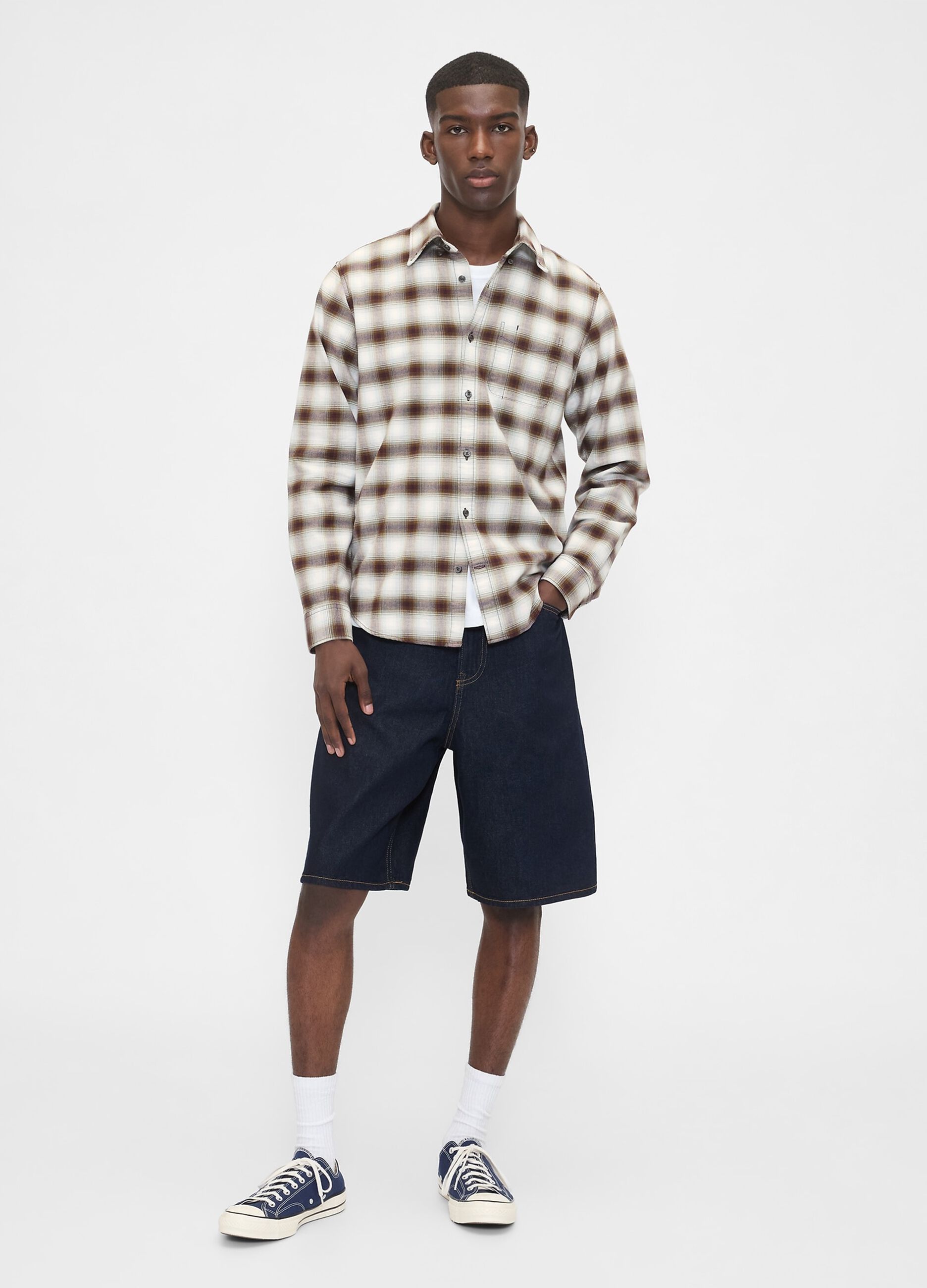 Camicia a quadri elasticizzata