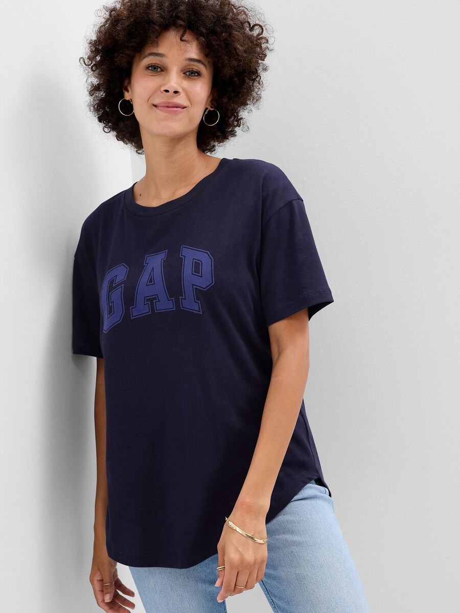 Organic cotton T-shirt with logo print Woman_0