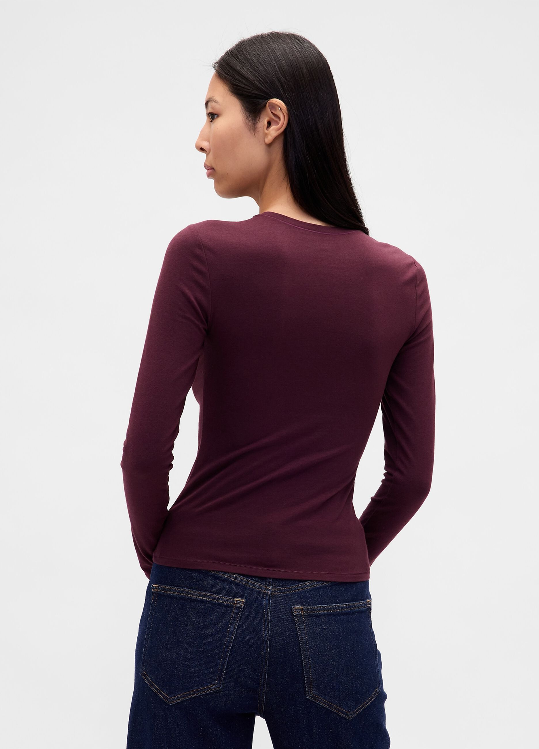 Maglia a maniche lunghe viola elasticizzata_1