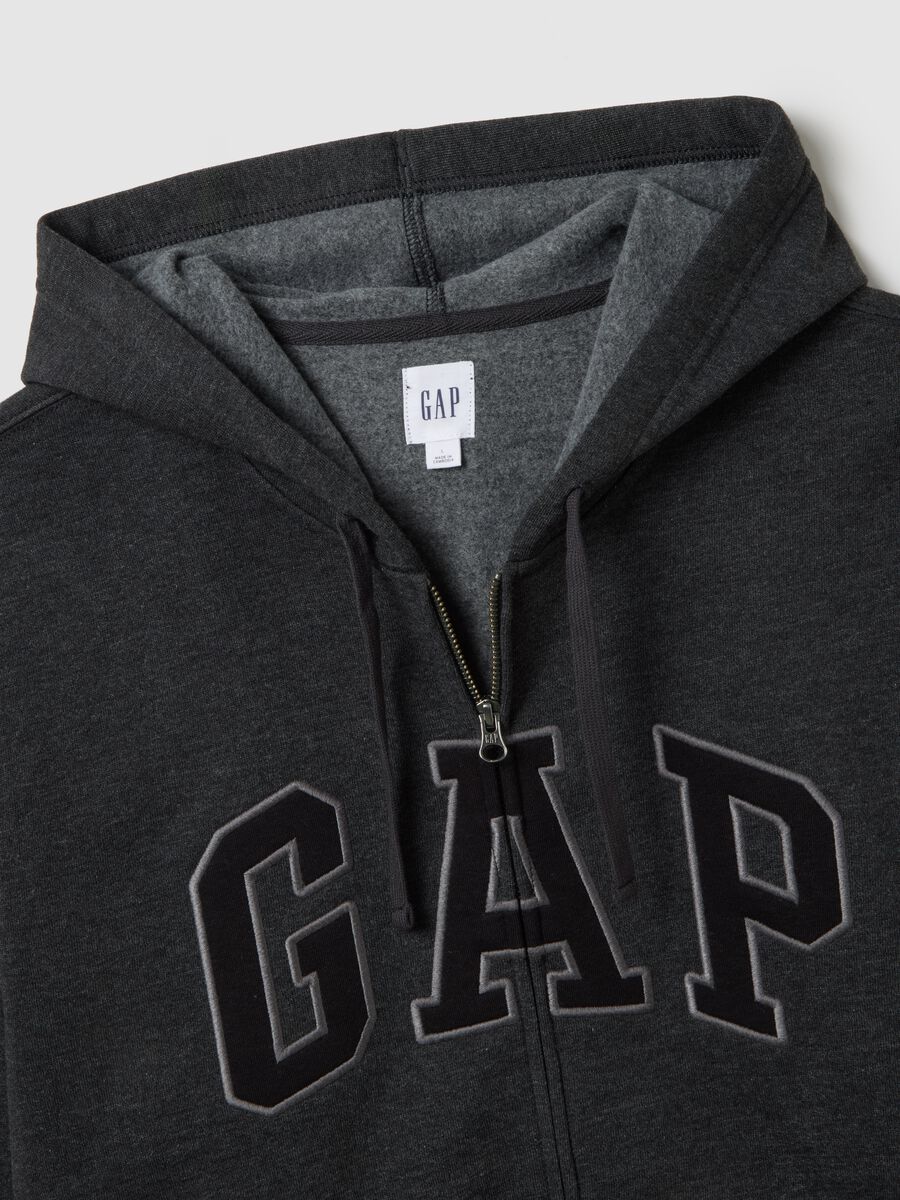 Felpa grigia con cappuccio e zip intera Uomo_2