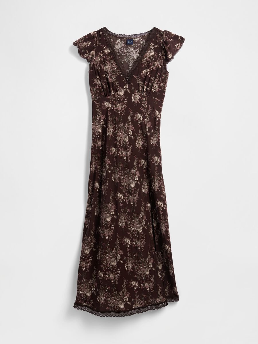 Vestito marrone in pura viscosa con stampa floreale Donna_6