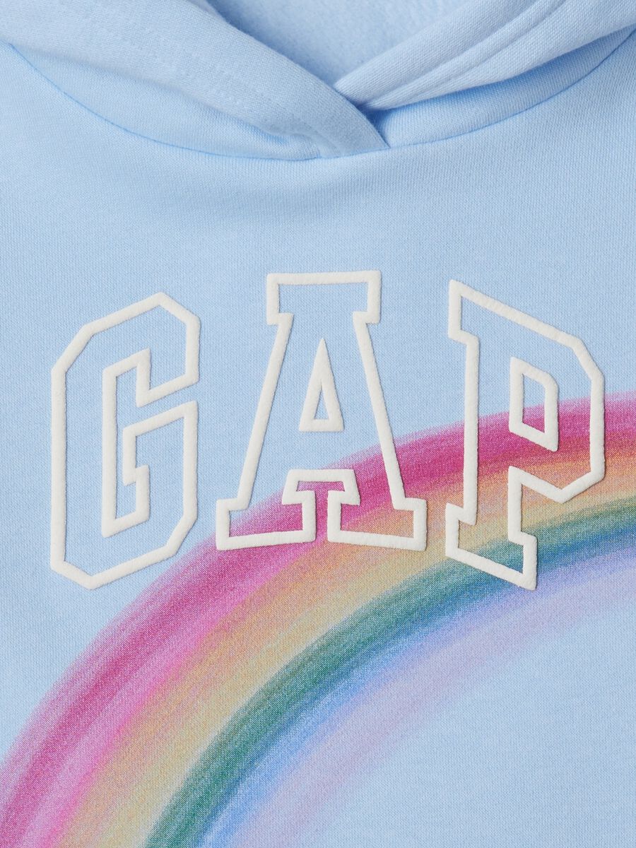 Sweatshirt with hood and rainbow and logo print Baby Girl_2