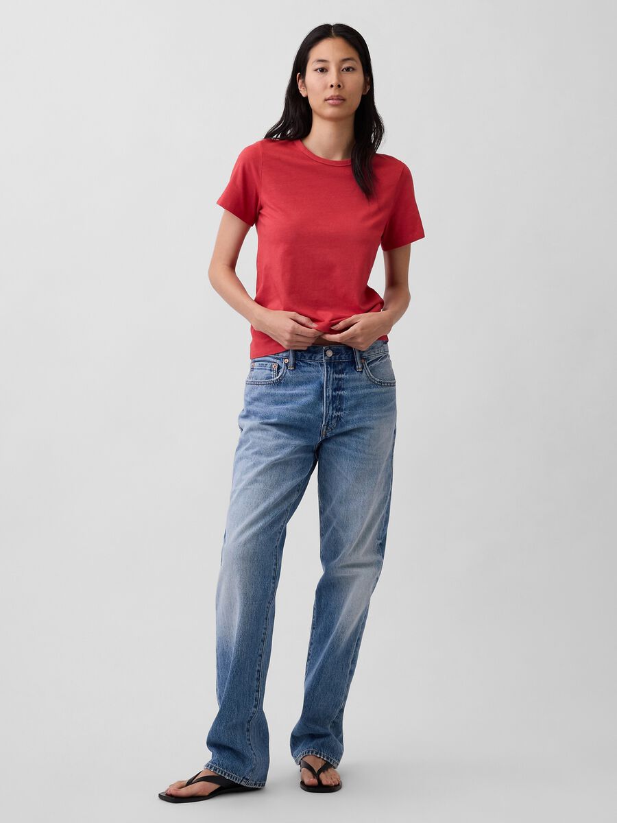 T-shirt girocollo in puro cotone rossa regular fit Donna_1