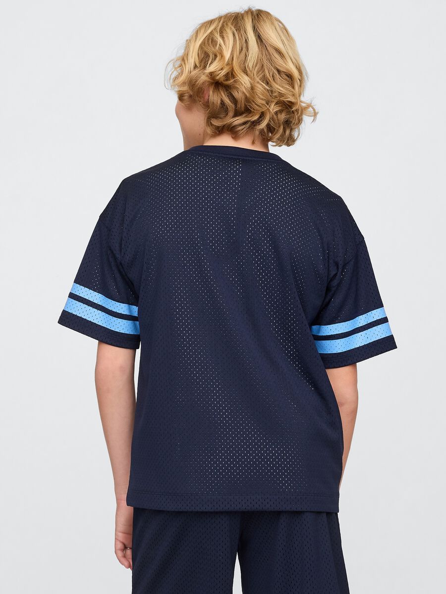 Maglia sportiva blu con logo e dettagli in azzurro Boy_2