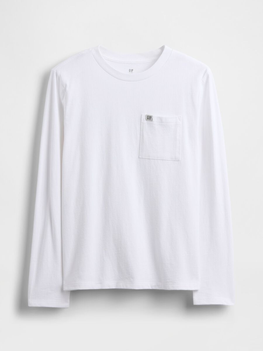 Maglia bianca a maniche lunghe in cotone Bambino_0