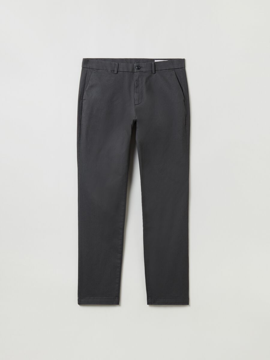Skinny-fit stretch cotton trousers Man_1