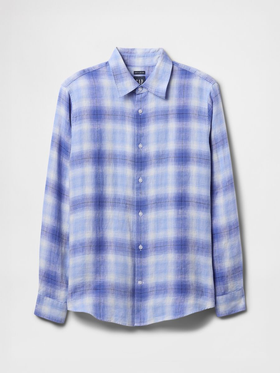 Camicia a quadri blu sfumata Uomo_3