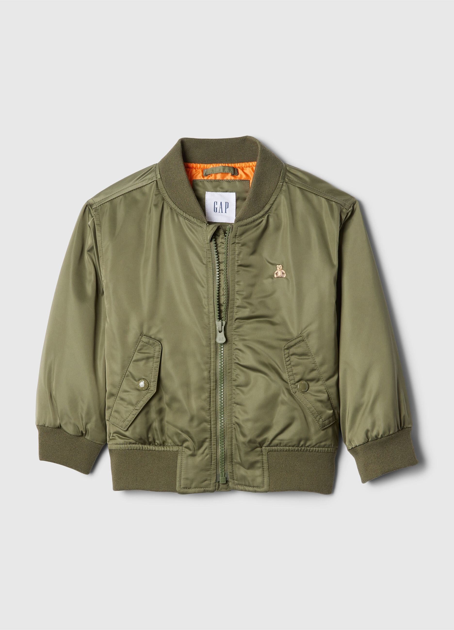 Bomber imbottito con ricamo orsetto
