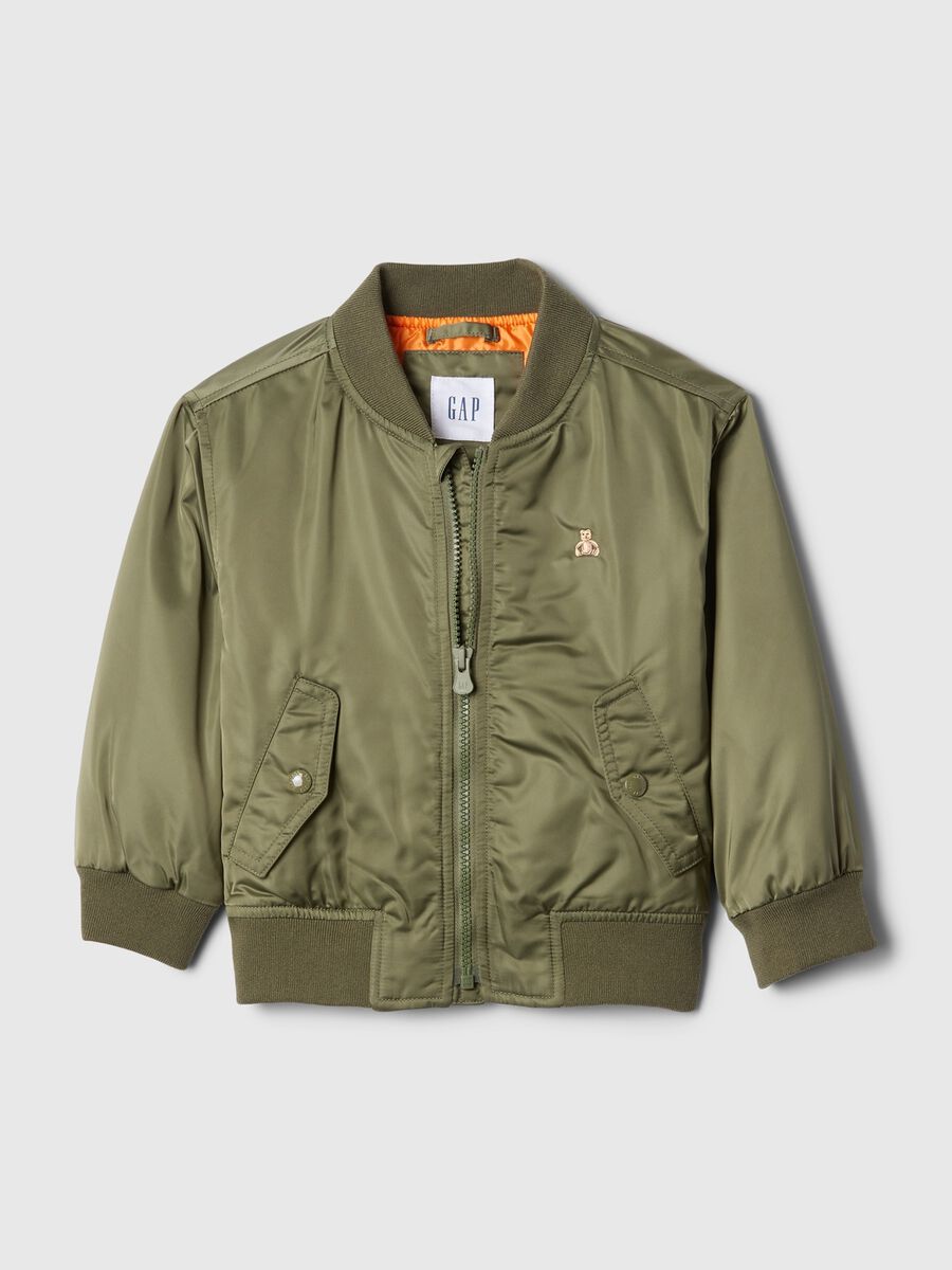 Padded bomber jacket with teddy bear embroidery Baby Boy_0