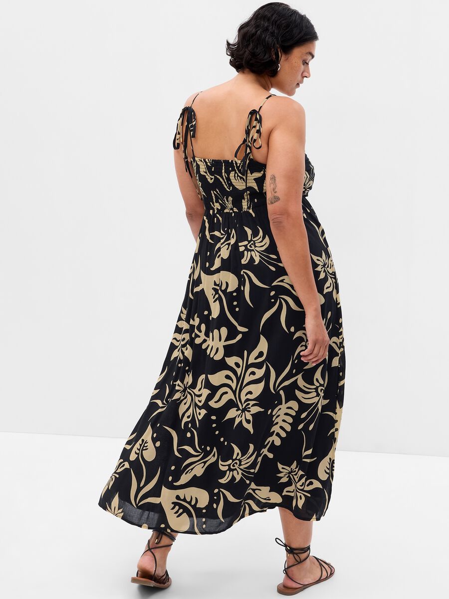 Empire-style midi dress with floral print Woman_4