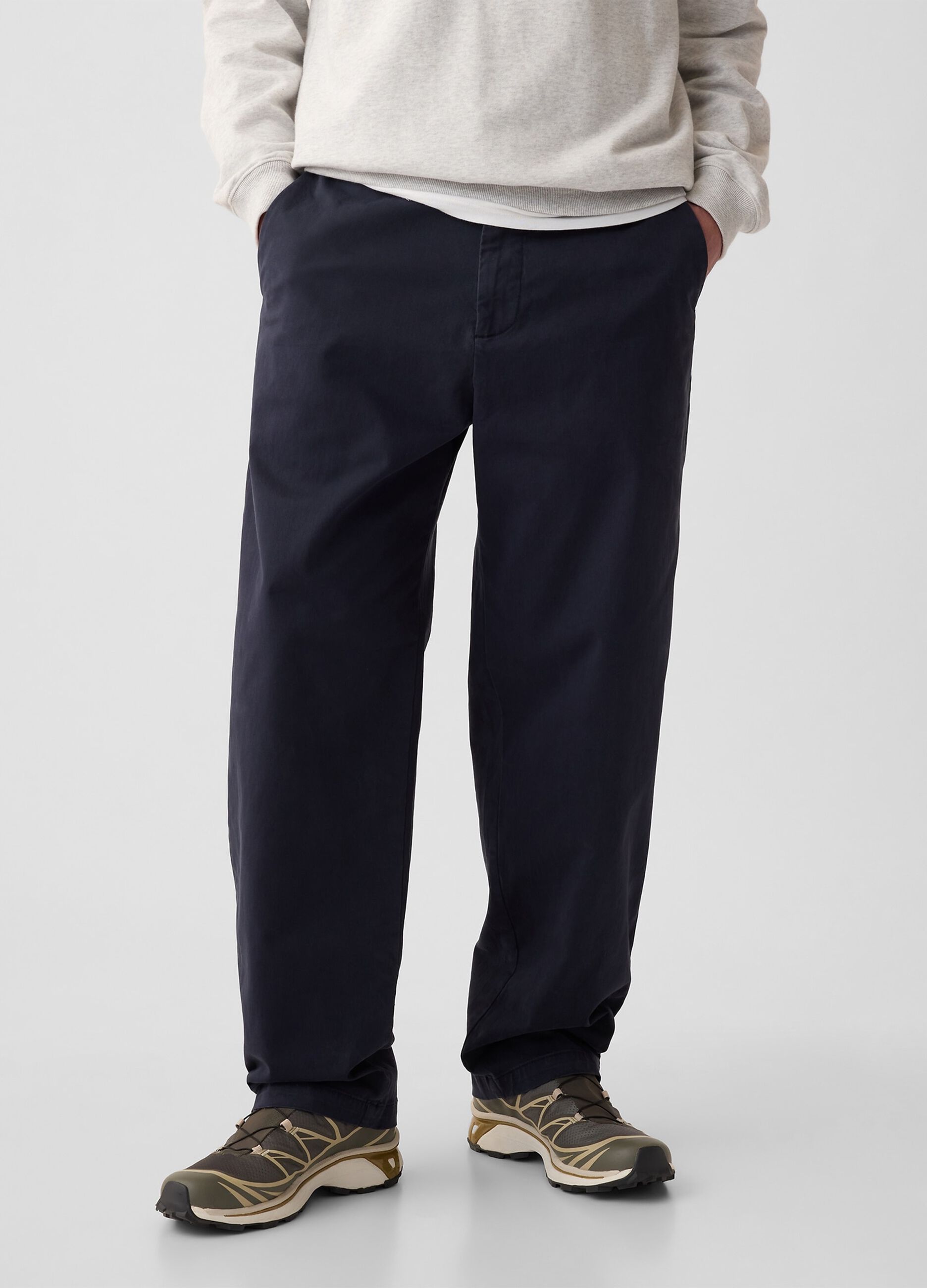 Pantalone baggy fit in cotone stretch_1
