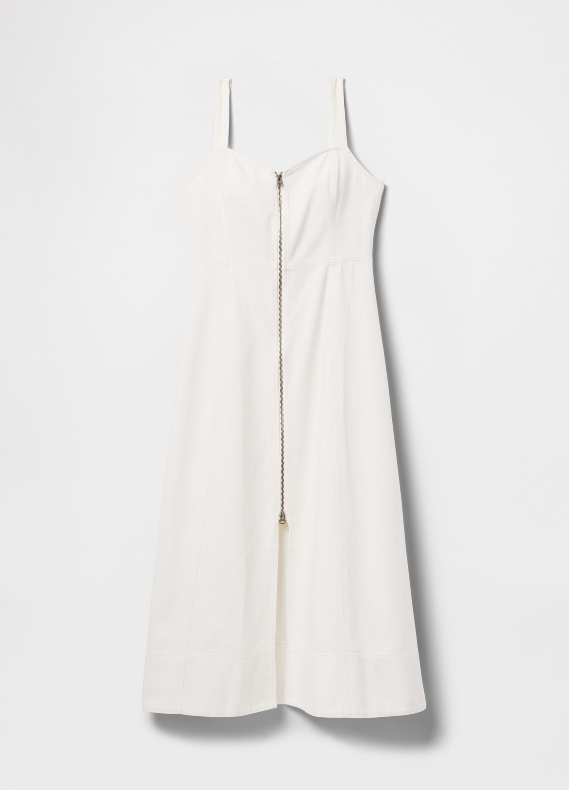 Abito lungo bianco con zip frontale_6