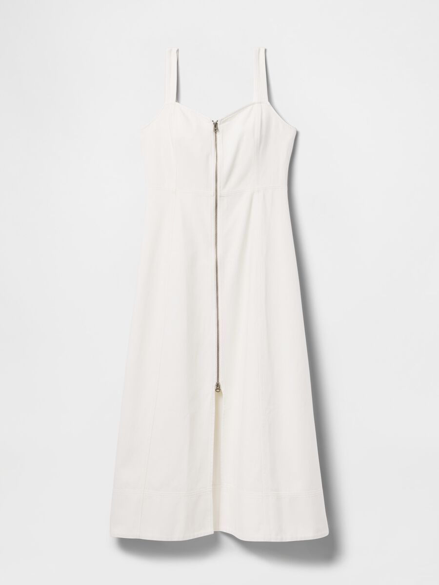 Abito lungo bianco con zip frontale Donna_6