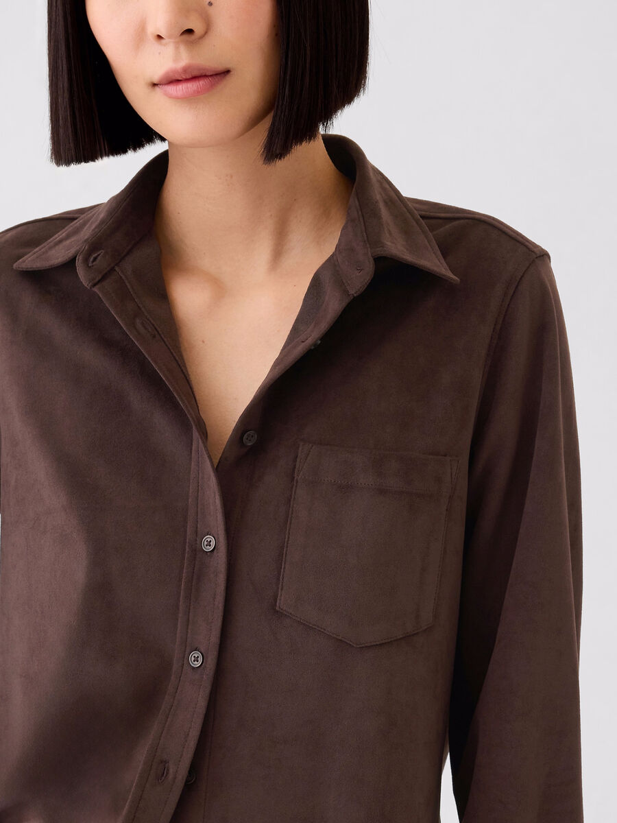 Camicia scamosciata con tasca Donna_3
