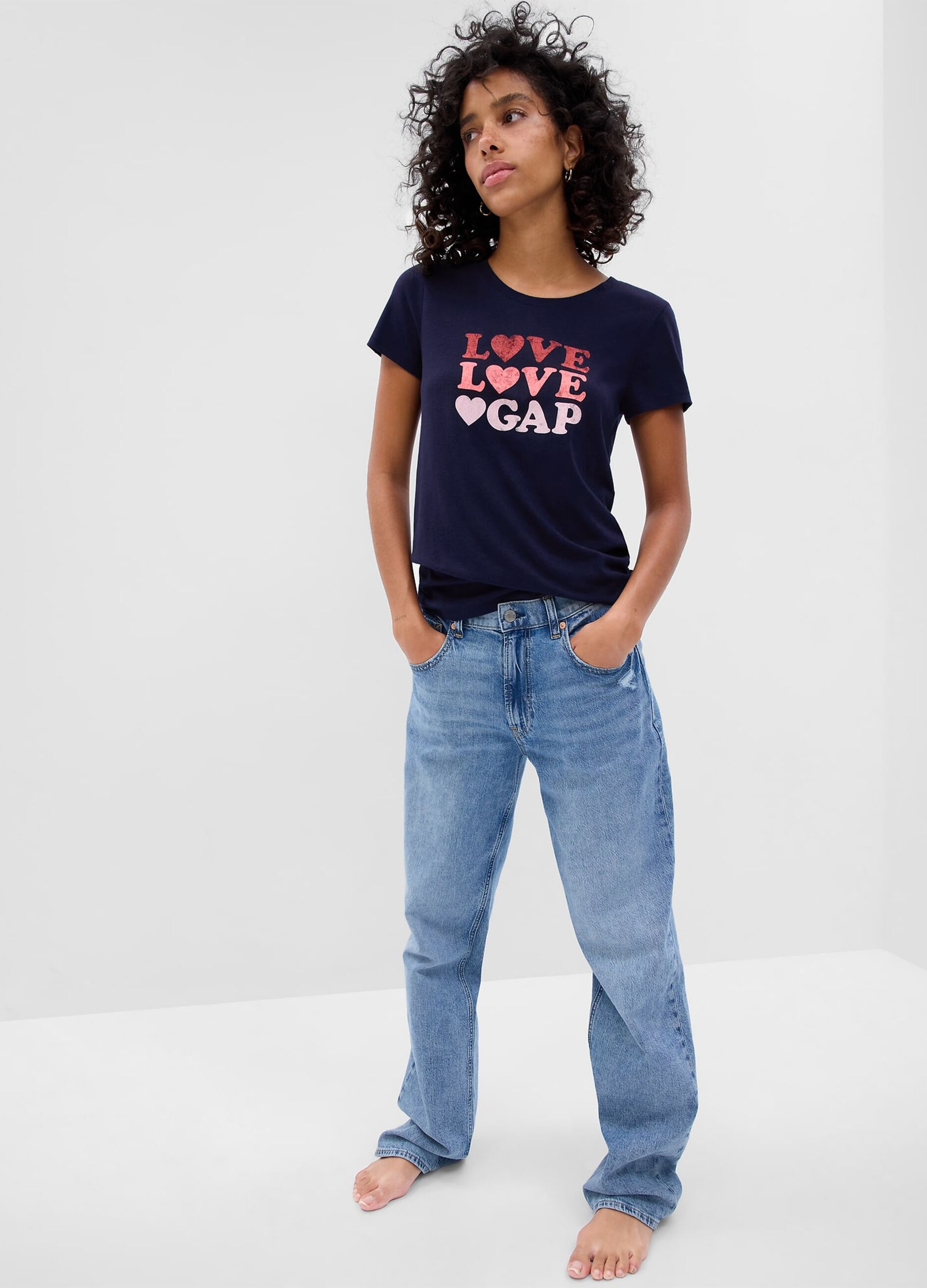 T-shirt girocollo con stampa Love