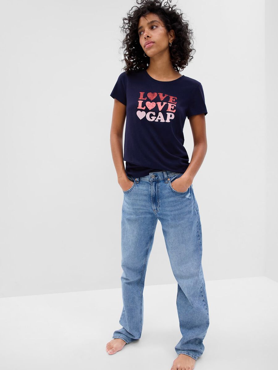 T-shirt girocollo con stampa Love Donna_0