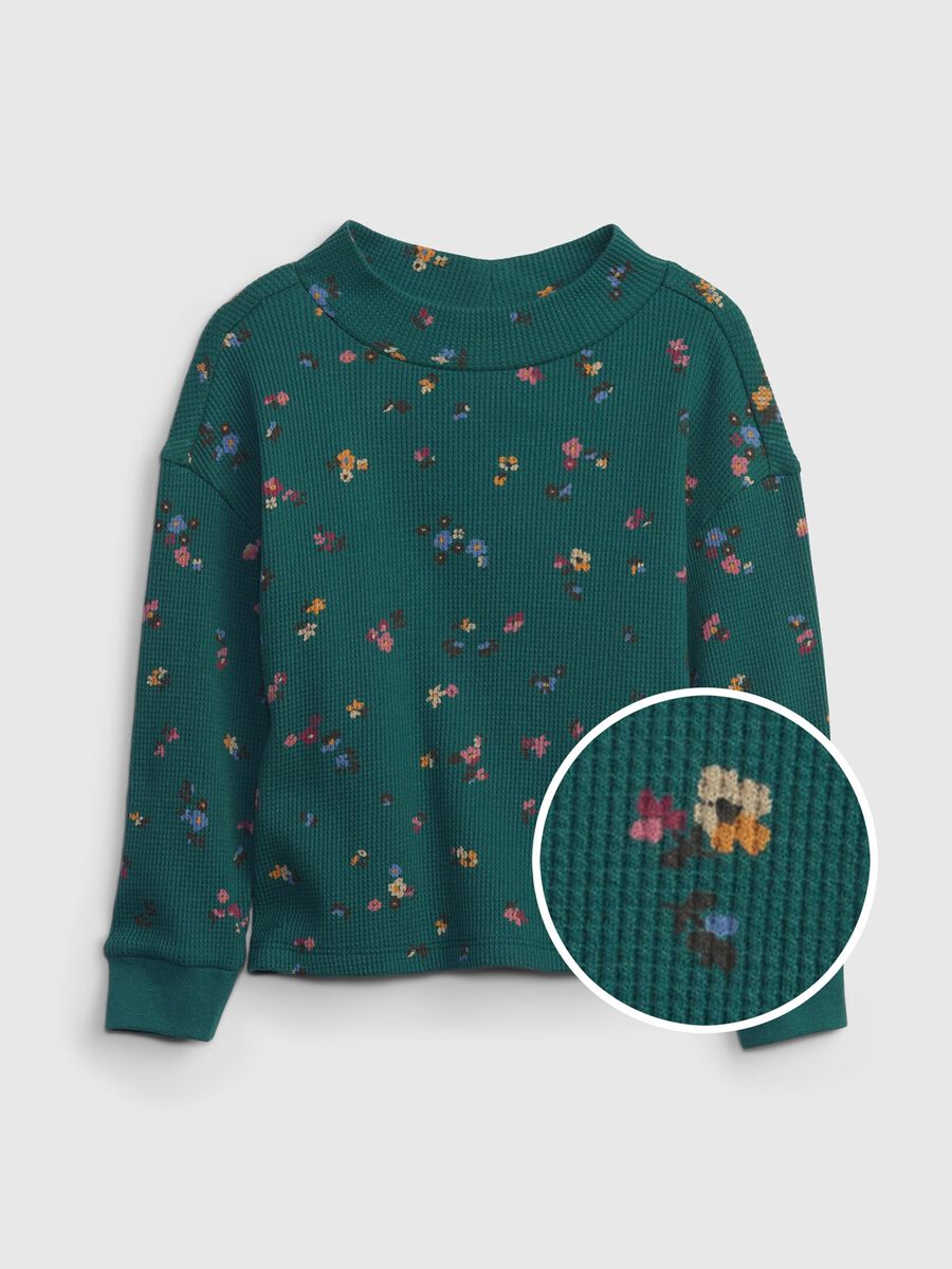 Sweatshirt with small flowers waffle weave Kid Unisex_0
