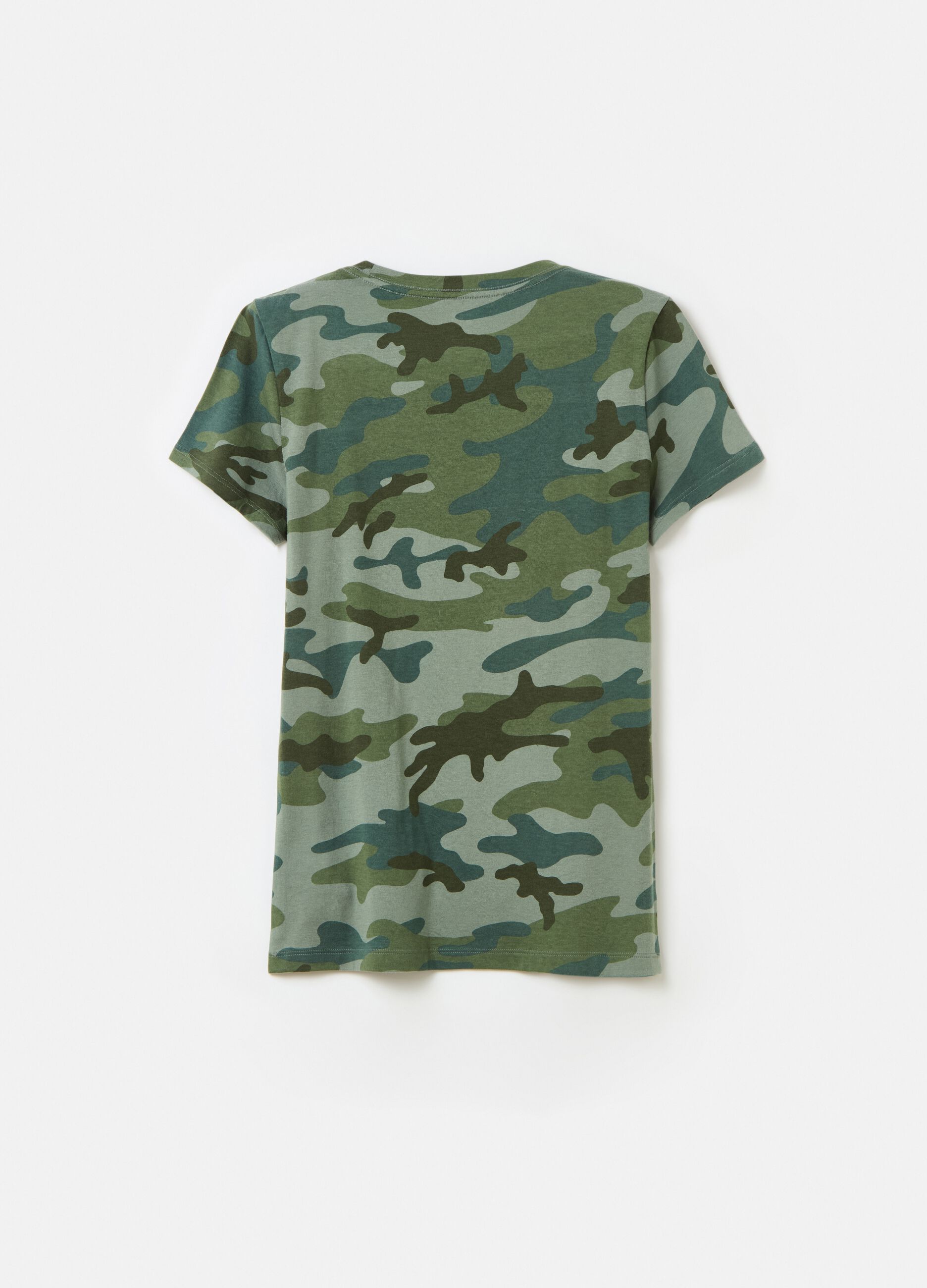 T-shirt camouflage con stampa logo_1