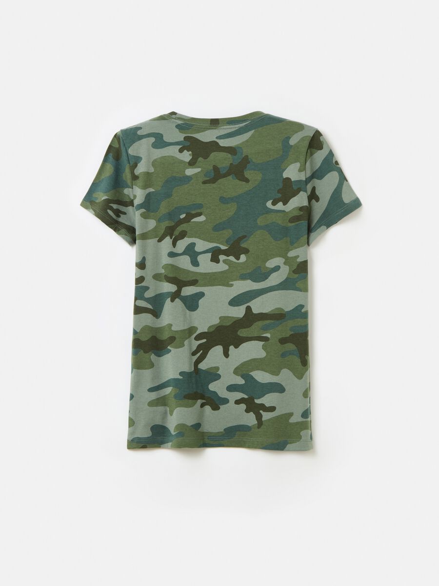 T-shirt camouflage con stampa logo Donna_1