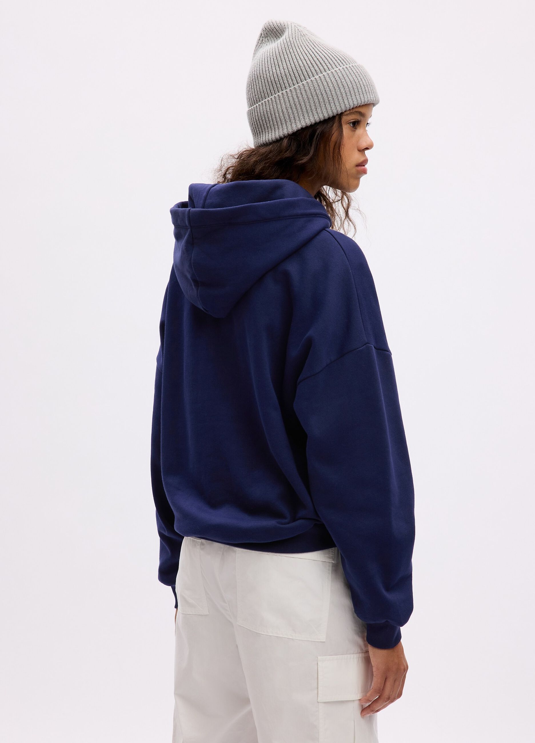 Felpa oversize con cappuccio e logo_1