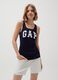 Tank top a costina con stampa logo_0