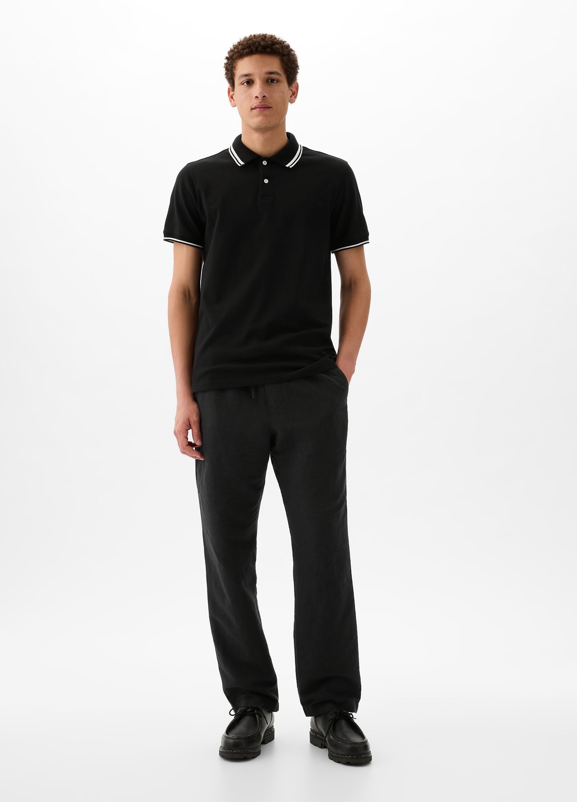 Pantalone pull-on in lino e cotone