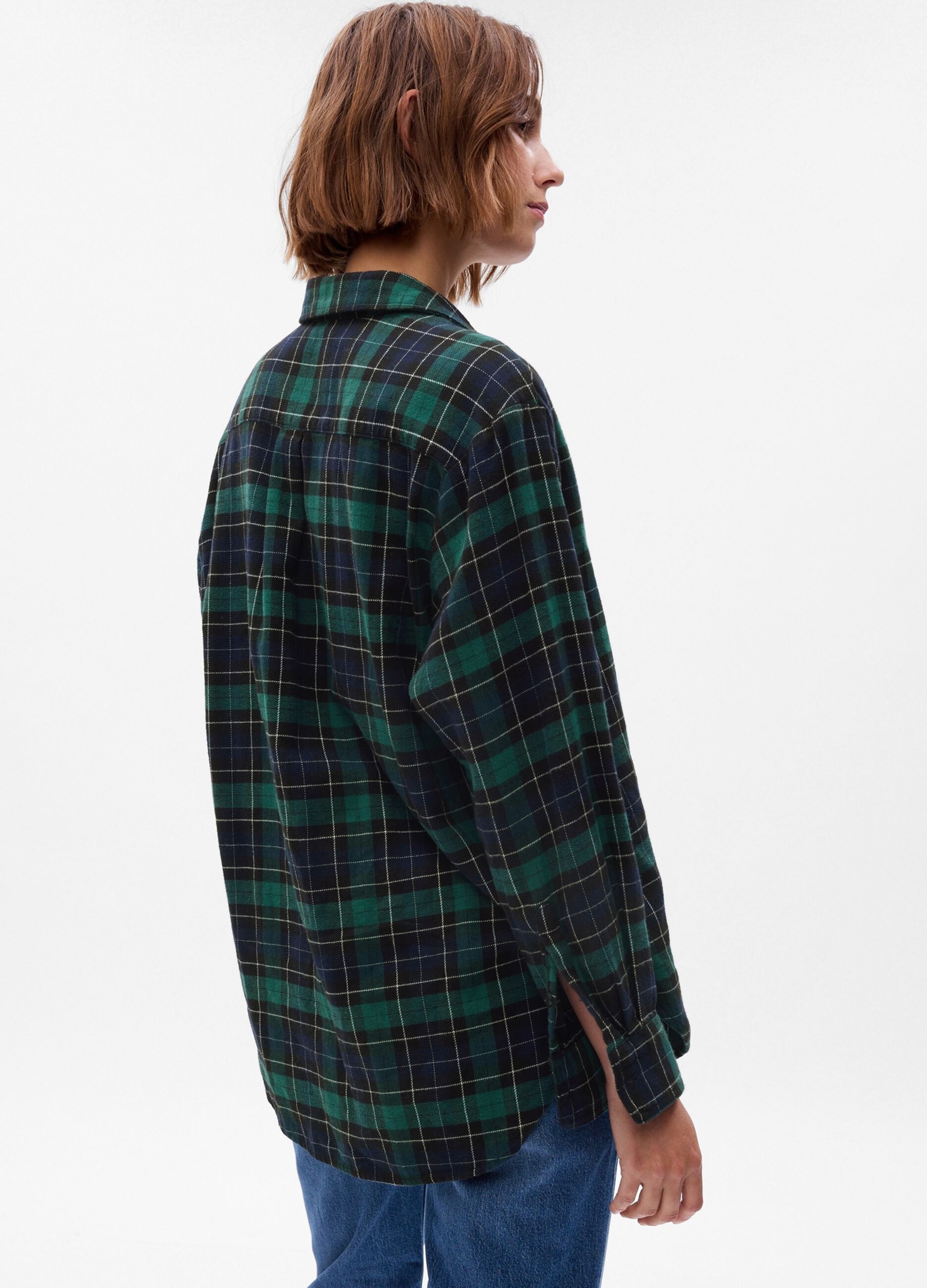 Oversized shirt in flannel with check pattern_1