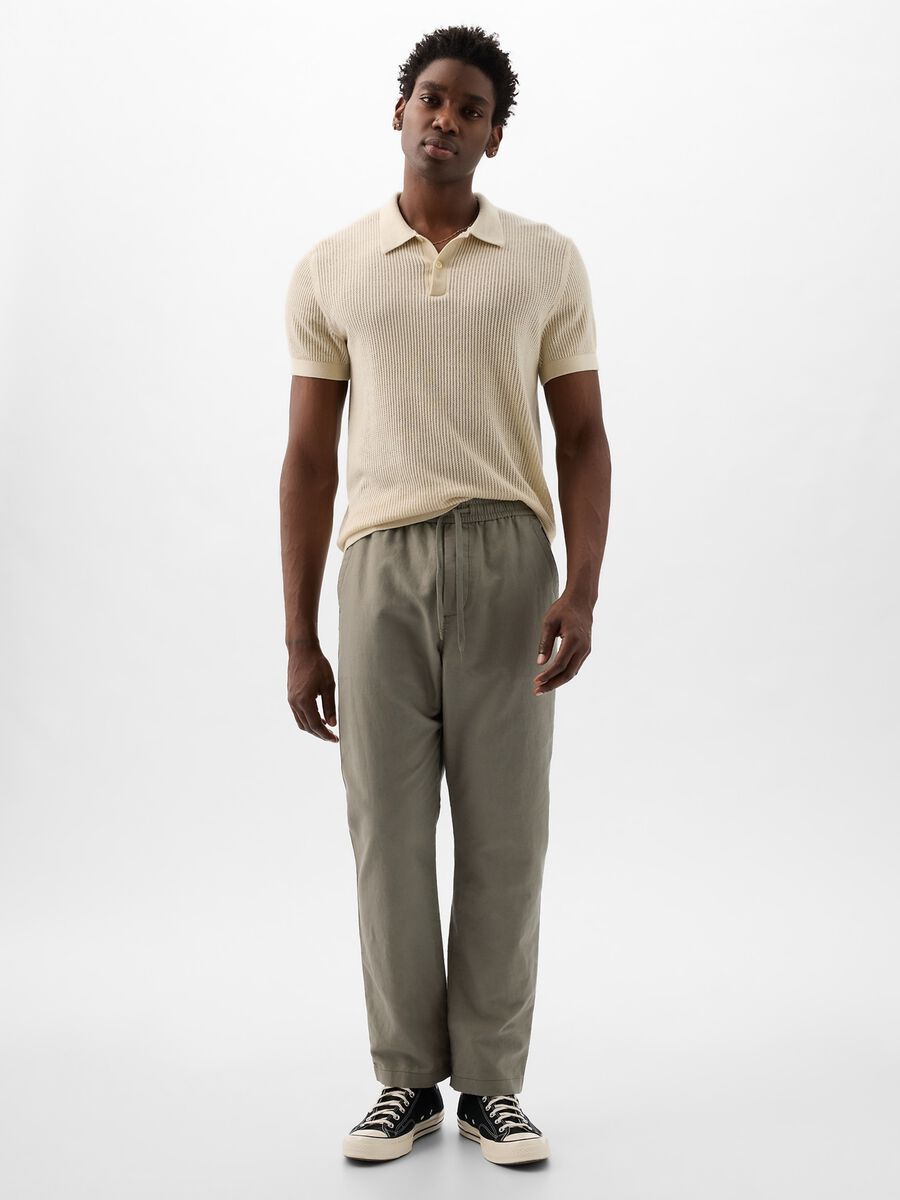 Pantalone pull-on in lino e cotone Uomo_0