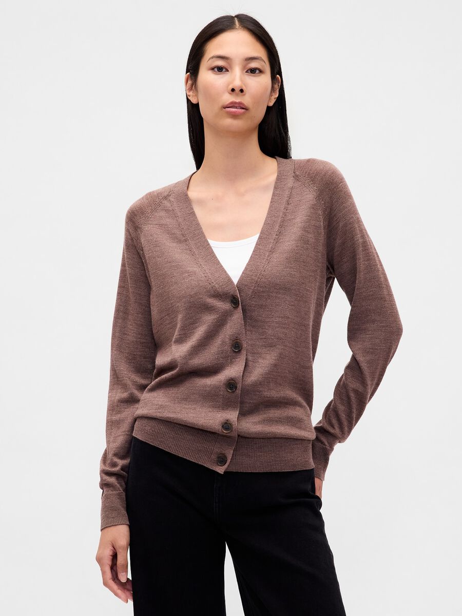 Brown wool cardigan Woman_0