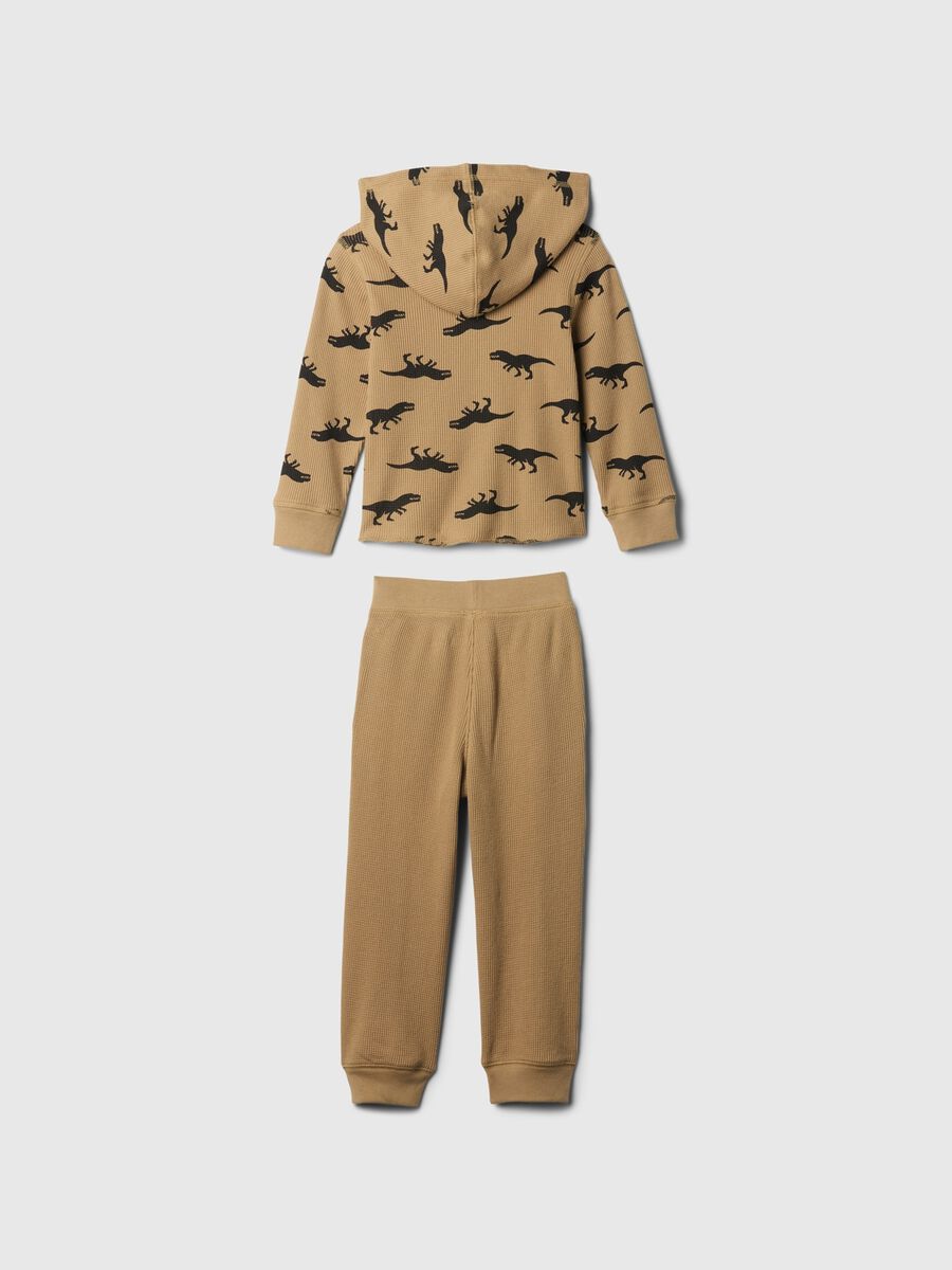 Jogging set con trama waffle e stampa dinosauri Bimbo_1