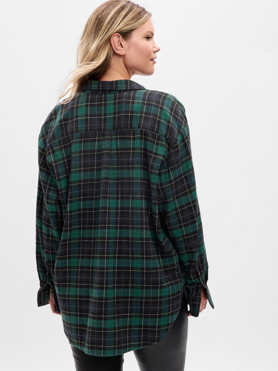 Oversized shirt in flannel with check pattern Woman_4