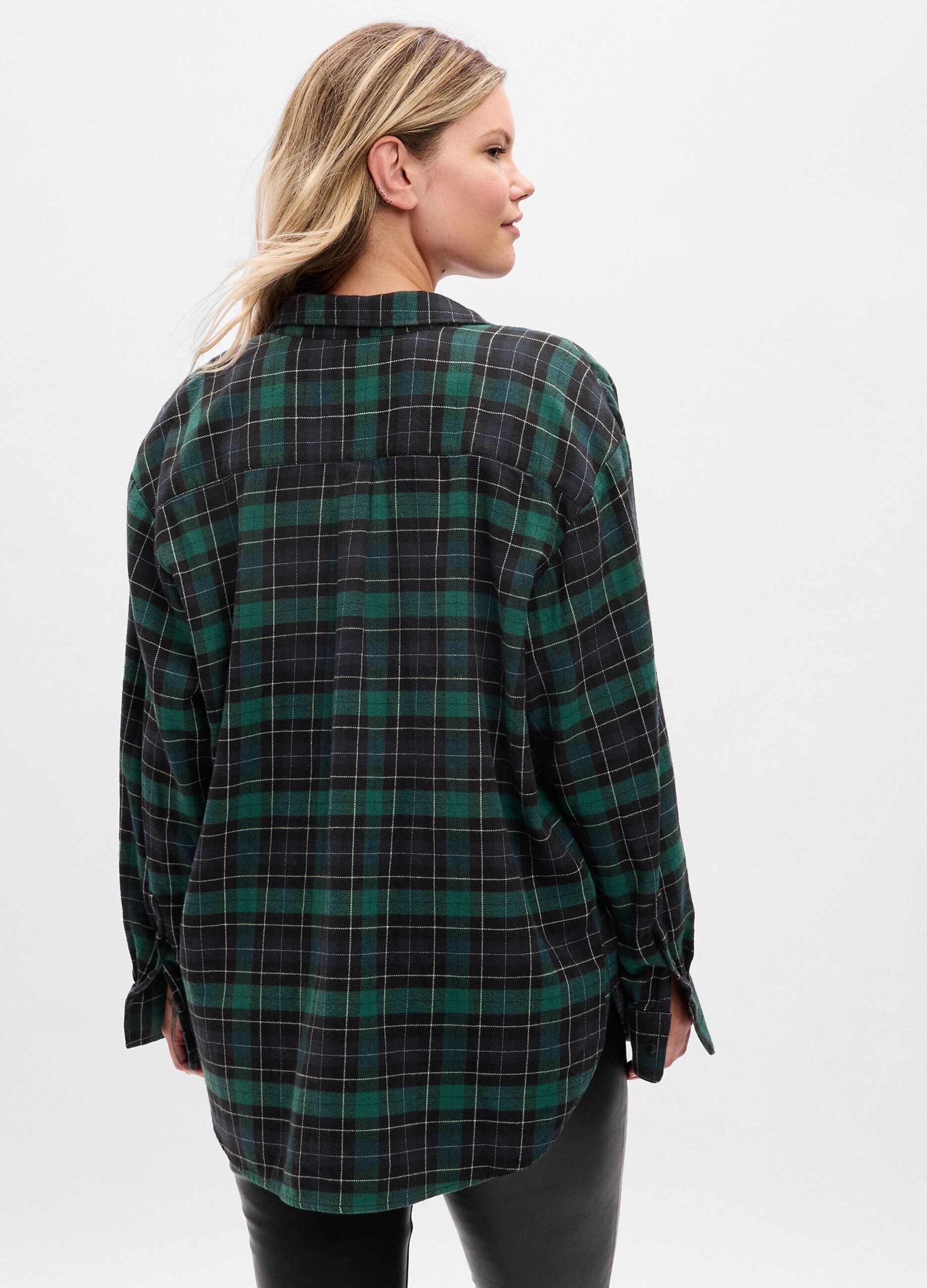 Oversized shirt in flannel with check pattern_4