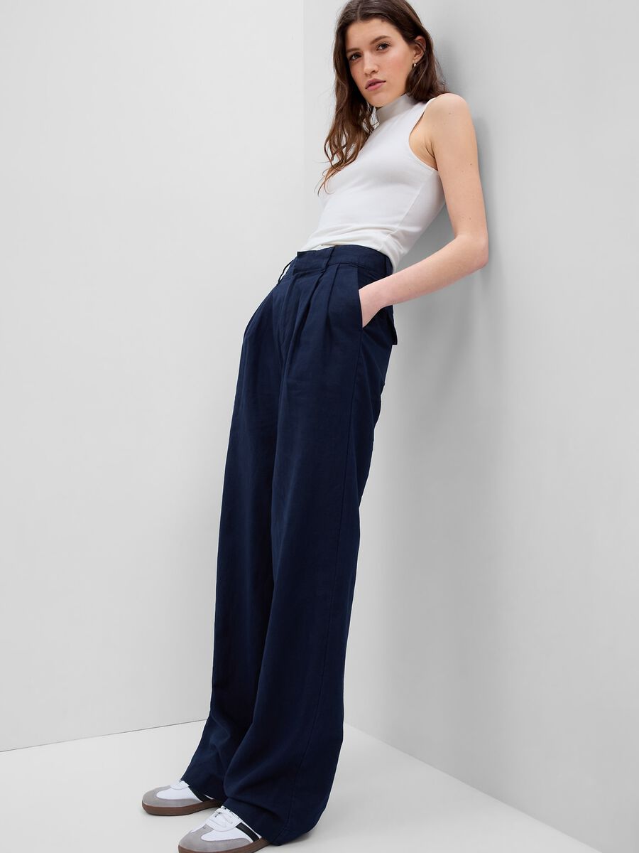 Wide-leg trousers with darts Woman_1