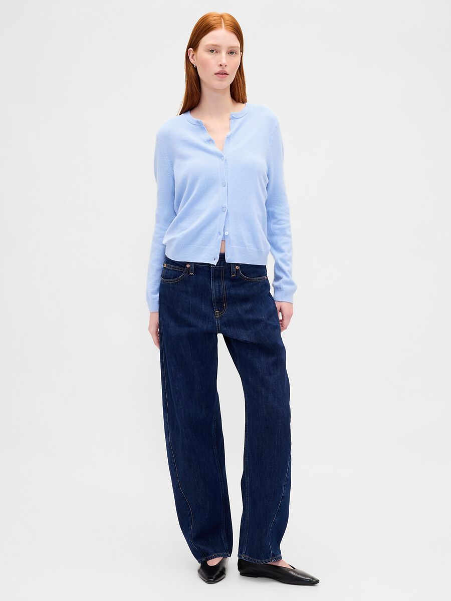 Cardigan azzurro in misto cotone Donna_2