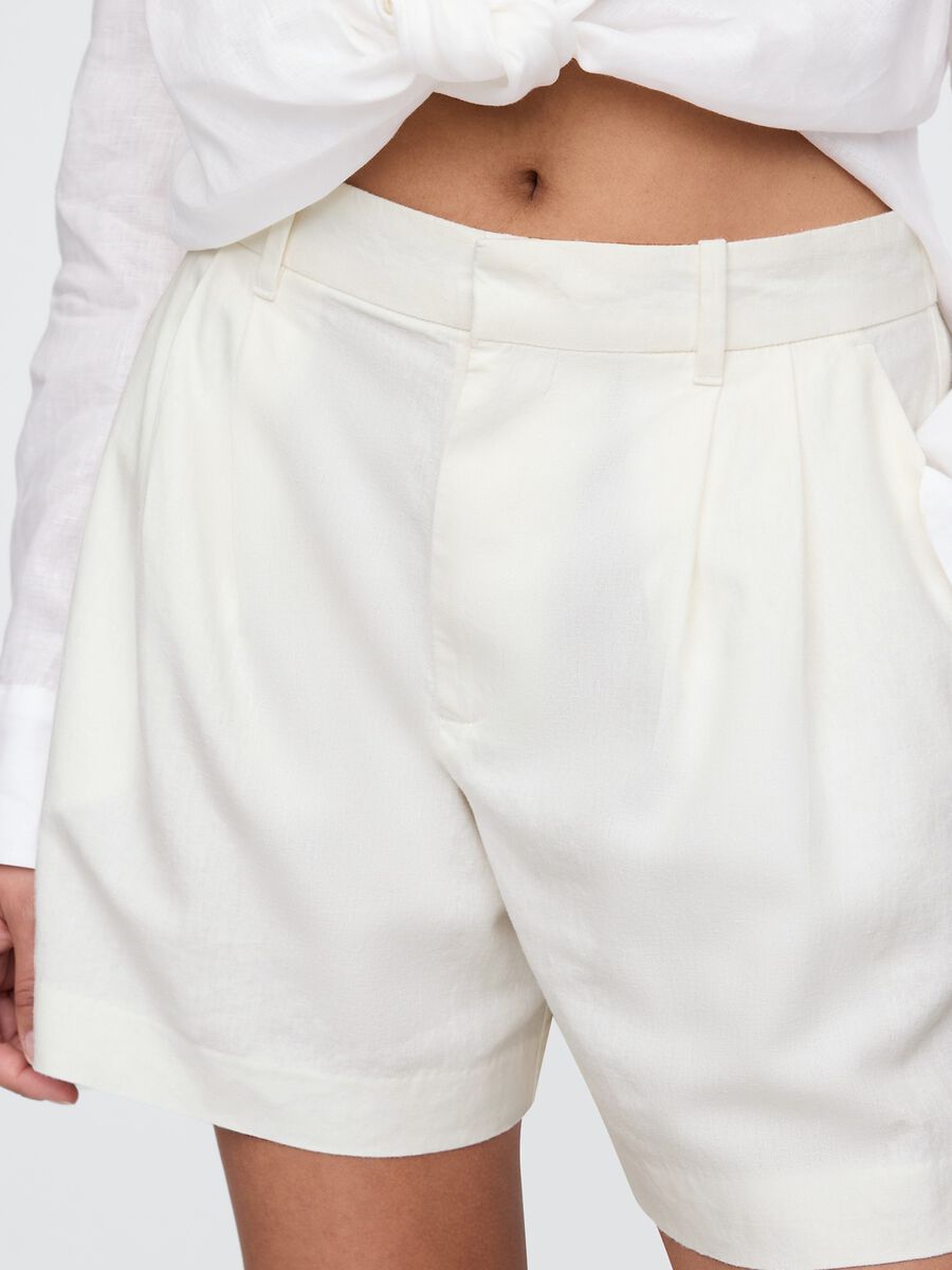 Shorts bianchi in lino e viscoso Gap Donna_4