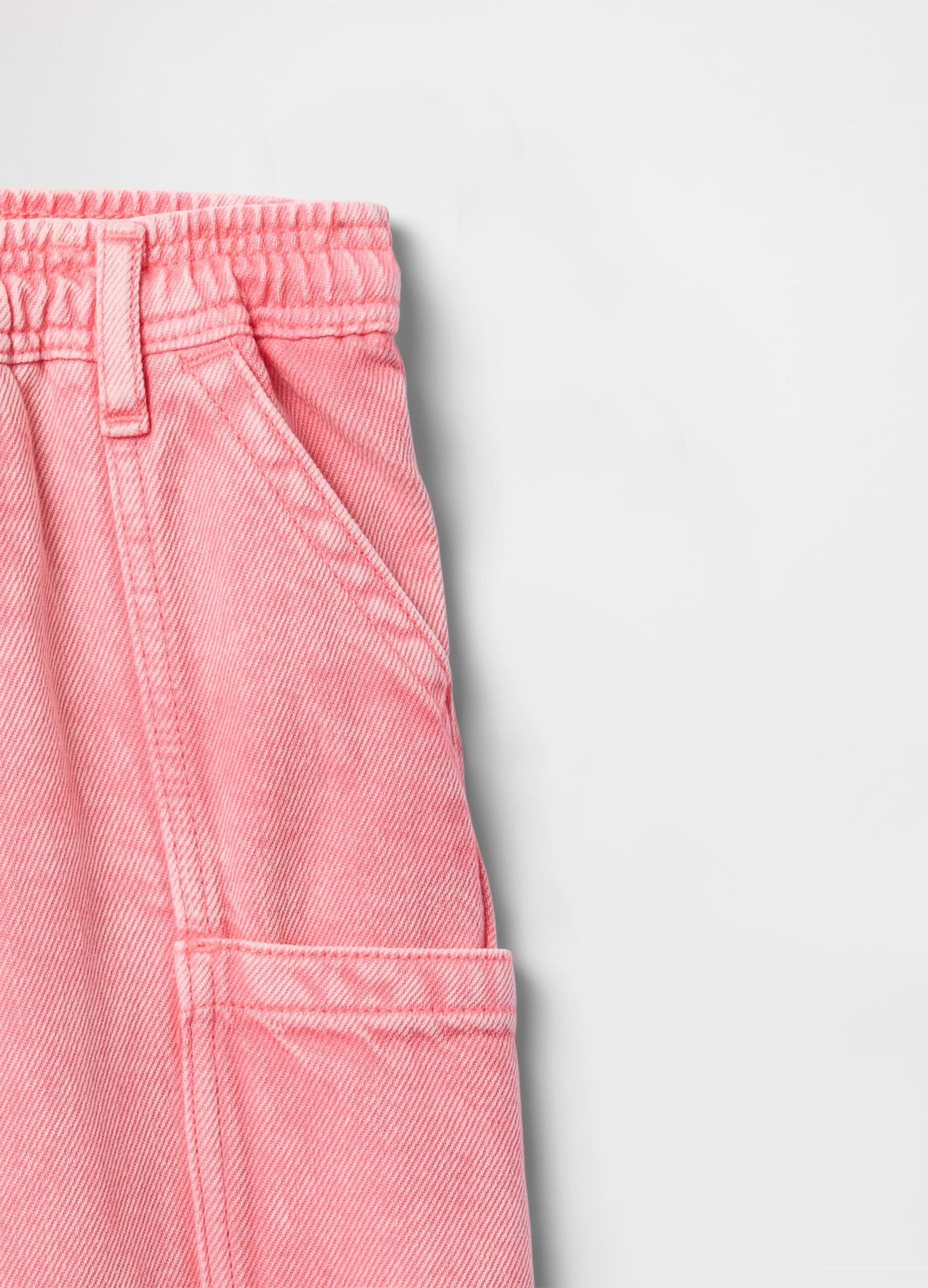 Pantaloni larghi rosa in cotone e Lyocell_3